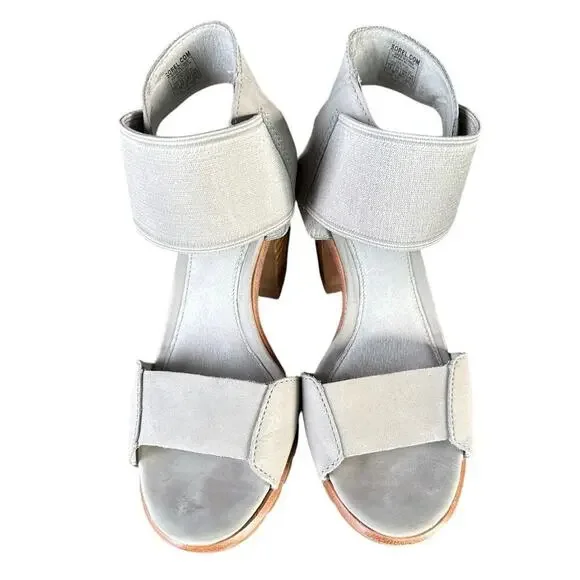 Sorel Nadia™ Leather Block Heeled Sandal Women’s Size 7.5 in Dove Gray EUC - Picture 4 of 10